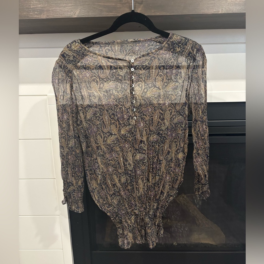 Paisley Print Sheer Top